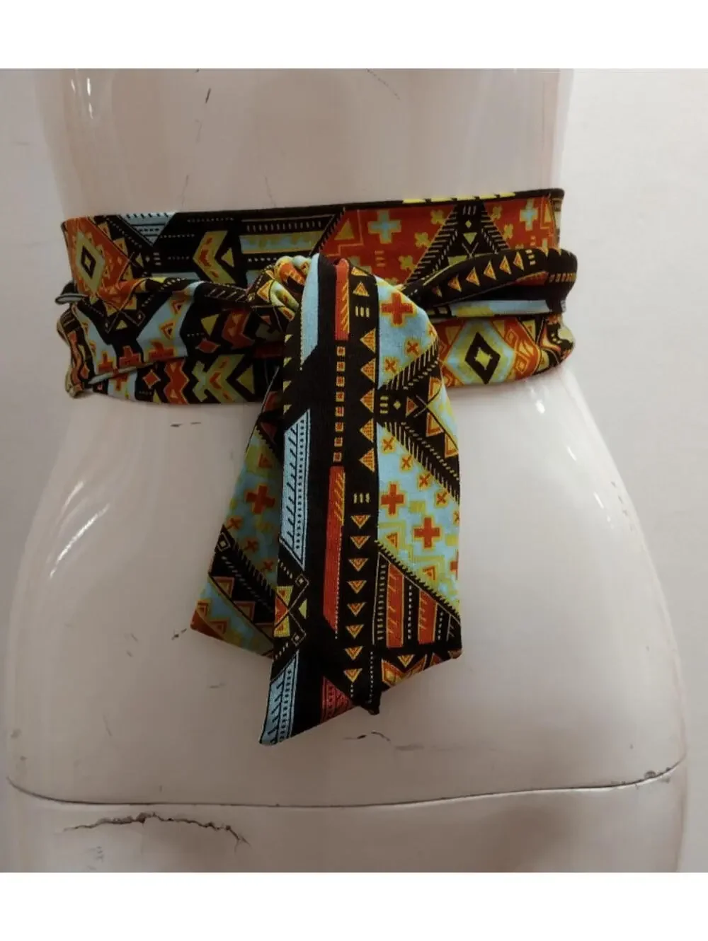 Geometric Diamonds Brown Retro Sash Cloth Belt Tribal Brown Hippie Bohemian NEW